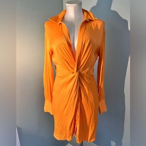 Zara Vibrant Orange Long Sleeve Dress